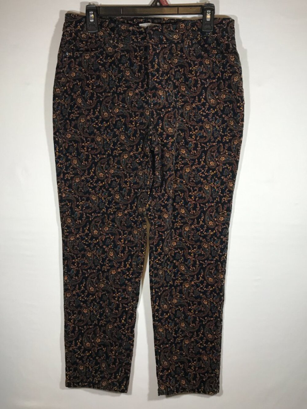 Croft & Barrow Women's 10P Brown Paisley Corduroy Pants